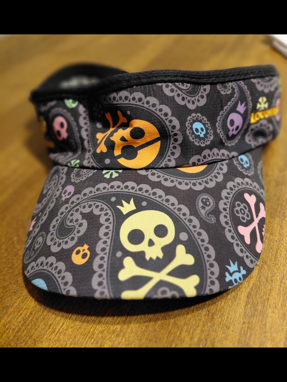Black Visor with Neon Skull Paisley Print